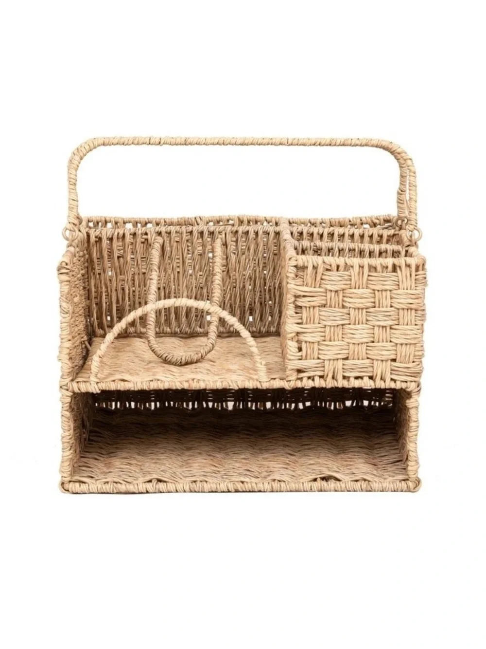 NWT Better Homes & Gardens Resin Rattan All-in-One Serving Caddy, Beige Walmart